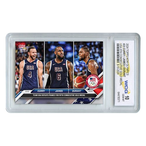 2024 Topps Now Curry James Durant Triple Card #26 Olympic Gold Medal Gem Mint 10 - Picture 1 of 5