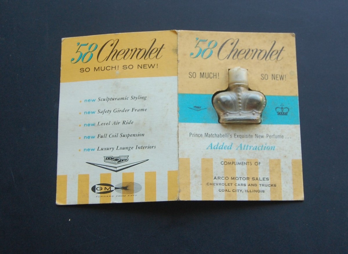 1958s Chevy PRINCE MATCHABELLI COLOGNE Original DEALER PROMO | eBay