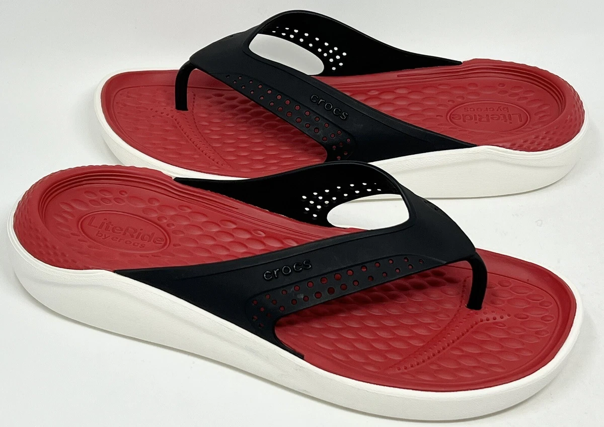 Crocs Literide flip sandal Men s size 10 Black White NEW