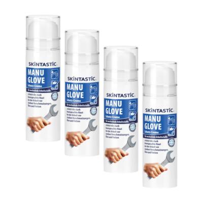 4 x Manu Glove Schutz Creme 150 ml Pumpspender Handcreme Skintastic Regeneration