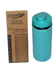Masontops Mason Jar Hydration Water Bottle Turquoise Neoprene Insulator Sleeve