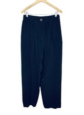 VTG St John Pleated Front Women  s Sz 6 Black Silk Blend Dress Pants 30  W X 28  L