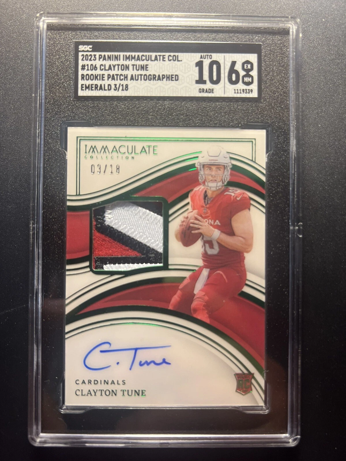Clayton Tune Panini Immaculate Collection Immaculate Numbers Rookie Patch Autographs #INACTN Emerald