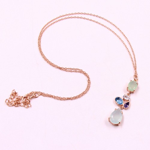 Fine 925 Silver Jewelry Natural Genuine Multi Gemstone Necklaces All 16+2" - Picture 16 of 26