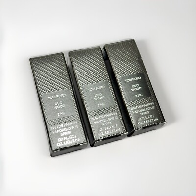 3 x Tom Ford Oud Wood Eau De Parfum EDP Sample Spray 2ml each NIB
