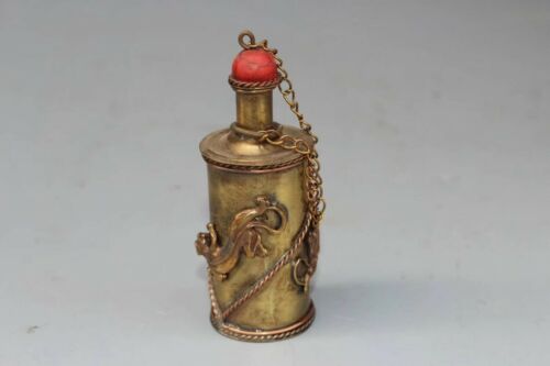 Collectible china Brass Handwork inlay Wall lizard statue Snuff Bottle - Picture 1 of 9