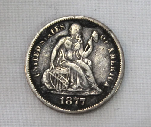 US Silver Dime 1877-S Seated Liberty, VF Ungraded, Gorgeous!