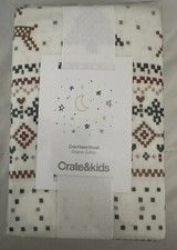 Crate  Kids Crib Sheet Fitted organic cotton Nordic Print With Reindeer NWT