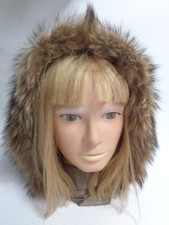 MINT NATURAL RACCOON FUR HOOD HAT CAP CHILDREN