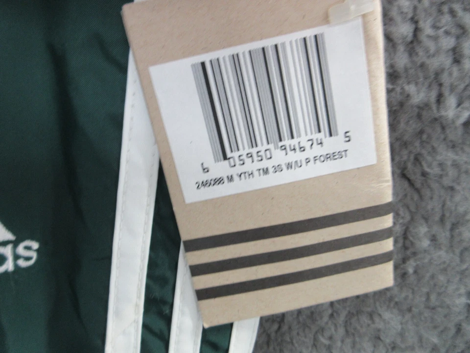 Nuevo con etiquetas Raro Años 90 Adidas Vintage Nylon Forrado Verde Pantalones de Pista Juveniles Medianos Foto 3 de 4