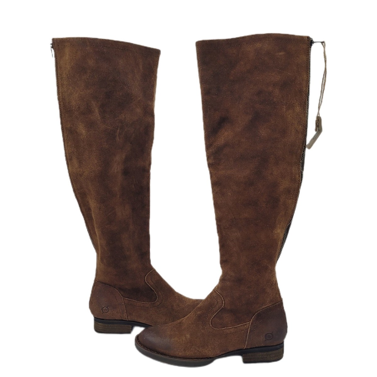 NEW Born Borman Distressed Brown Suede Leather Tall Back Zip 