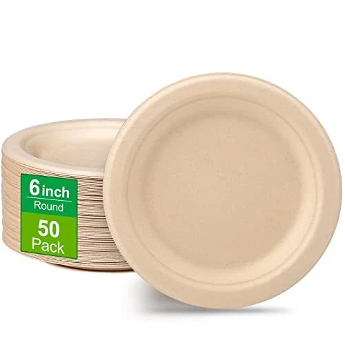 Paper Plates 6 Inch 50 Pack Small Paper Plates Eco Friendly Disposable  Plates Ma