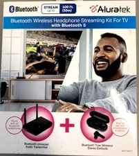 (NEW) Aluratek ABCTWSKIT Bluetooth Audio Streaming Media Player | Black