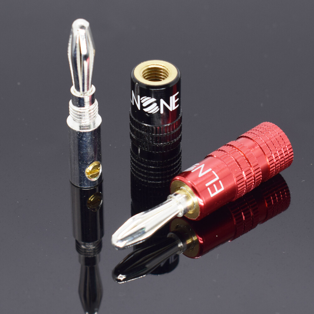 8pcs ELNONE High Quality Silver Plated Speaker Banana Plug Male Audio Connector