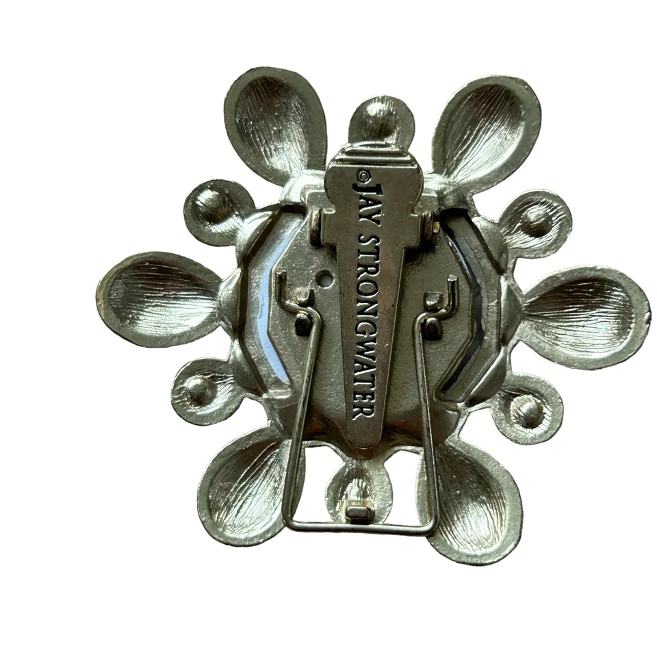 Jay Strongwater Neiman Marcus Brooch Mini Frame 2 In 1 Green Enamel Rhinestone - Image 2 of 4