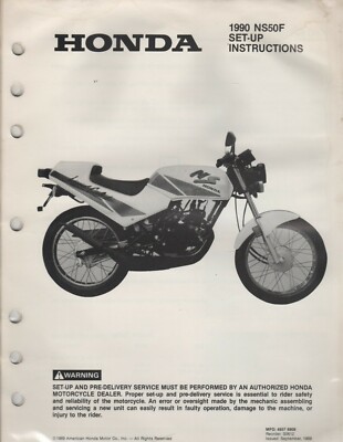 1990 HONDA MOTORCYCLE NS50F SET-UP INSTRUCTIONS MANUAL (984) | eBay
