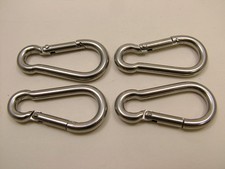Stainless steel marine grade 316 A4 carbine hooks carabiners 5x50mm pack of 4
