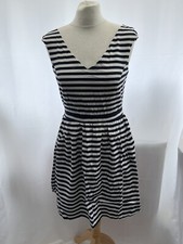 Zara Striped Sleeveless V-Neck Knee Length Dress Size S