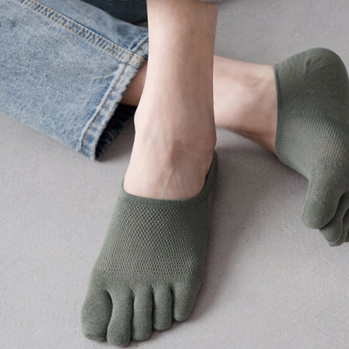 New Men Women Toe Socks Premium Cotton Ankle Solid Five Finger Socks Black White - Picture 7 of 21