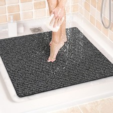 LuxStep Shower Mat Bathtub Mat,24x24 inch, 24" x Rectangular , Black