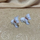 Set of 2 RARE Vintage LE Smith Milk Glass Scottie Dogs 1.5" 1 w/broken ear