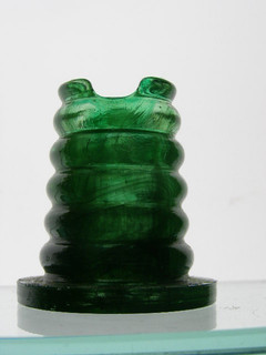 Mystery swirled green glass insulator (?) partial embossing mint condition