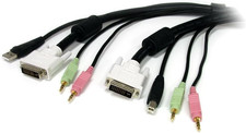 6 Ft 4-In-1 USB DVI KVM Cable with Audio and Microphone - DVI KVM Cable - USB KV