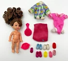 Vintage Kelly Little sister Barbie Brunette Doll Mattel Outfit Shoes Accessories