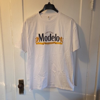  Modelo Beer Graphic T-Shirt White XL HD Cotton