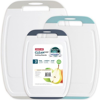 Neoflam Microban Protection Cutting Board 3 Piece Set, Stain & Odor/BPA Free, Re
