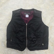 Vintage 90s Y2K Guess Jeans USA Black Nylon Zipper Vest Regular Size M