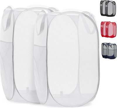 Handy Laundry Collapsible Mesh Pop up Laundry Hamper 2-Pack, Wide Opening, Side