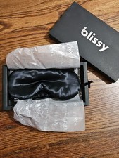 Blissy Sleeping Mask And Bag   100 Pure Mulberry Silk   Black   NIB Eye mask