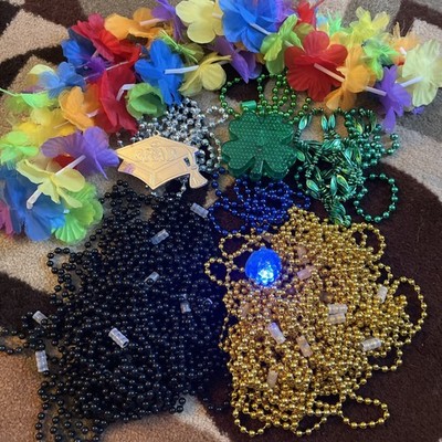 Lot of 40 Plus Plastic Beaded Necklaces Play Mardi Gras Party Favors