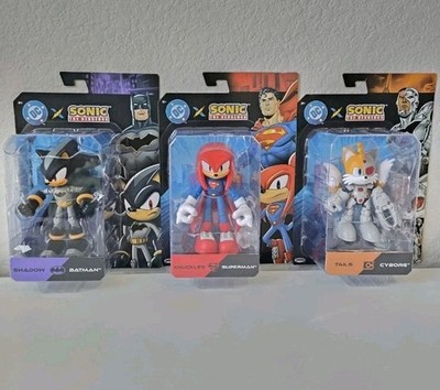  DC x Sonic SHADOW Batman KNUCKLES Superman Tails Cyborg Jakks LOT 3