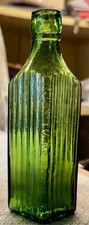 1910 Rare Shape OLIVE Green Poison Bottle - Not To Be Taken - “A” (K416)
