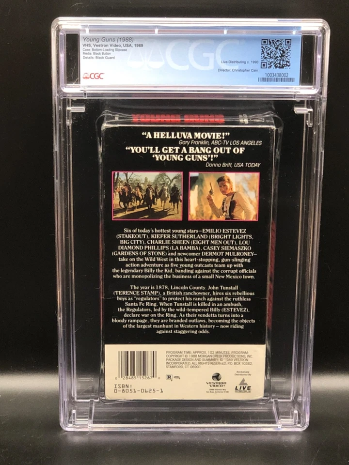 Young Guns (1988) - 1989 VHS First Print - CGC 9.4 - SEALED Grade A 5267 - Image 2 of 4