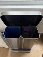 Simplehuman Dual Compartment 58L Recycling Pedal Bin in Stainless Steel