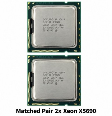 2x Intel Xeon CPU X5690 (6x 3.46Ghz) LGA 1366 SLBVX Matched Pair Für Server/WS