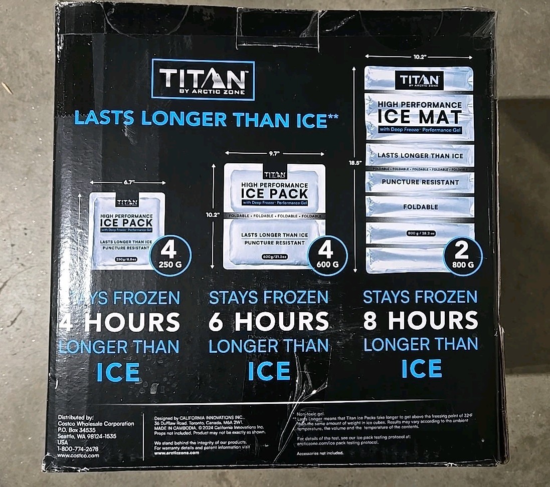 Titan by Arctic Zone High Performance Ice Packs, 10-pack Combo NEW (100E)