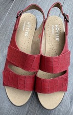 Image of Hotter Easy II Red Alligator Print Leather Sandals Brand New Uk 7.5 EEE Wide Fit