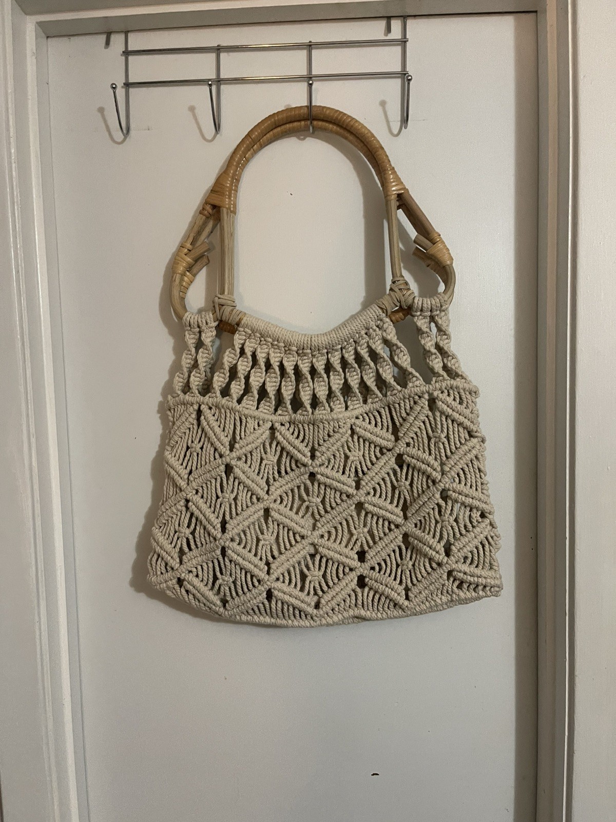 Universal Thread White Crochet Macrame Handbag wi… - image 1