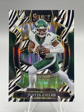Panini 2025 Select Justin Fields Zebra Prizm #75 Concourse Jets NFL
