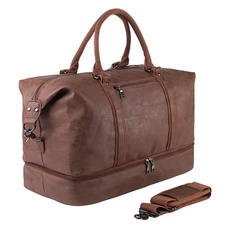 DUFFEL BAG Travel Weekender Carry On Overnight Shoe Pouch Brown SEYFOCNIA