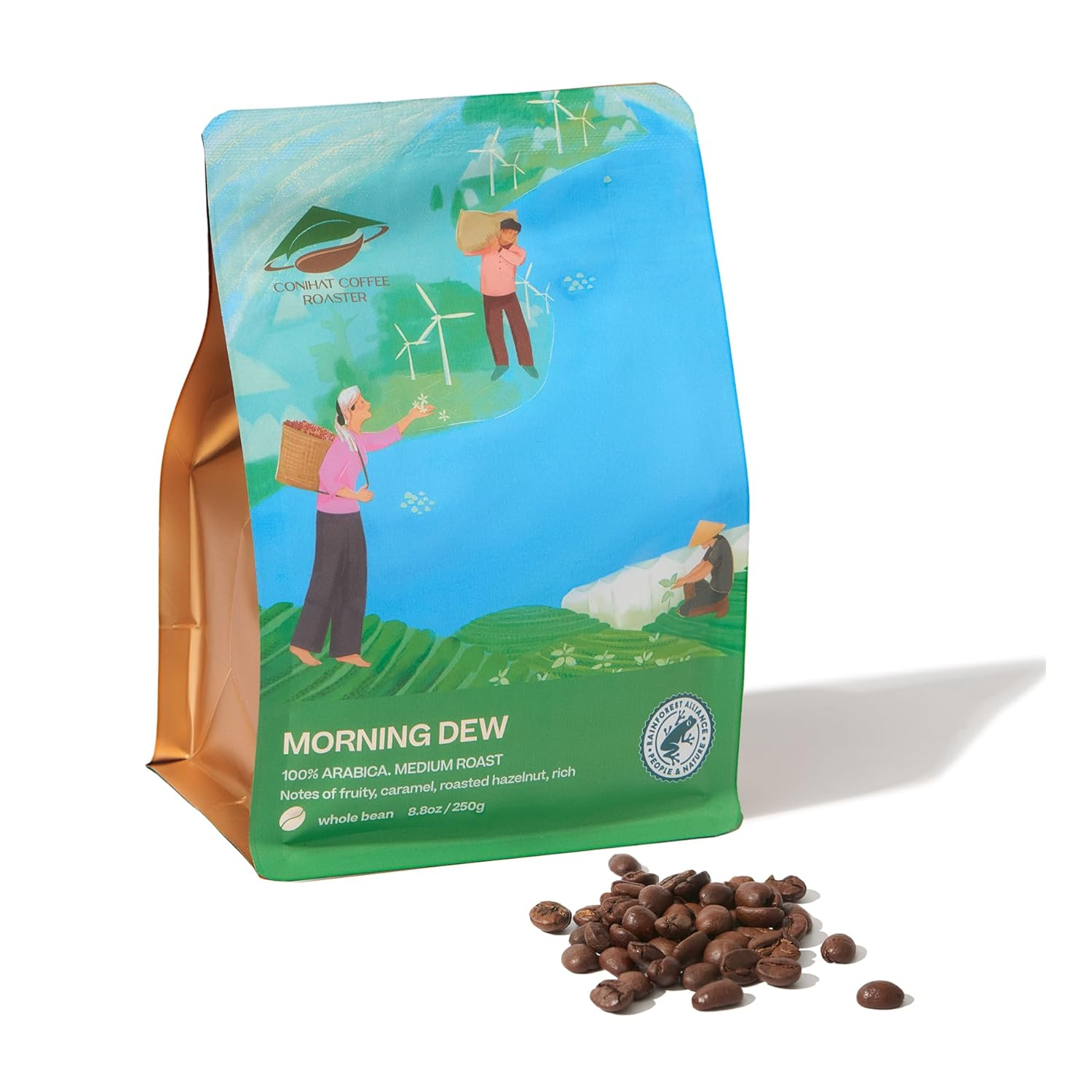 Conihat Whole Bean Coffee - 100% Vietnamese Premium Arabica, Medium Roast, Fruit