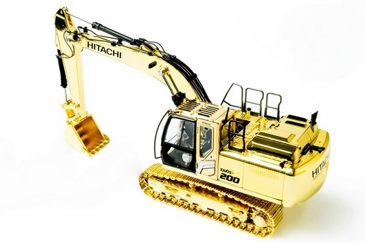 1/50 Scale Hitachi ZAXIS 200-7 Hydraulic Excavator Gold Diecast