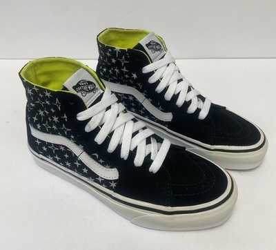 VANS M 4 W 5.5 Sk8 Hi Taper Skate Shoes Black Silver Stars White New!!!
