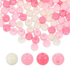 100pcs Cream Pink Acrylic Round Beads 6mm Plastic Resin Loose Bead