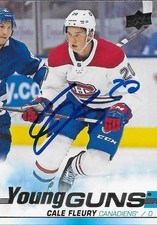 Signed Cale Fleury Young Guns 2019-20 UD Montreal Canadiens Rookie Card