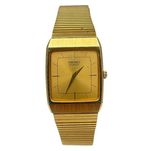 Seiko Quartz 6530-5760 Gold Tone Rect Retro Watch Japan Running Tested Unisex JP